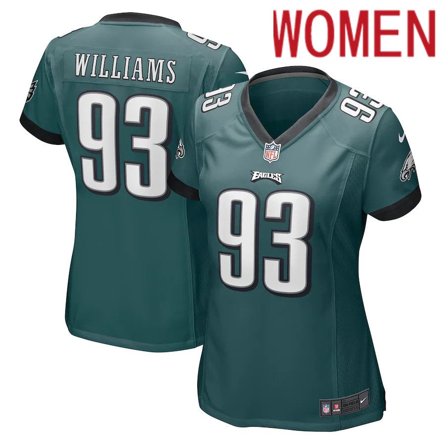 Women Philadelphia Eagles 93 Milton Williams Nike Midnight Green Game NFL Jersey